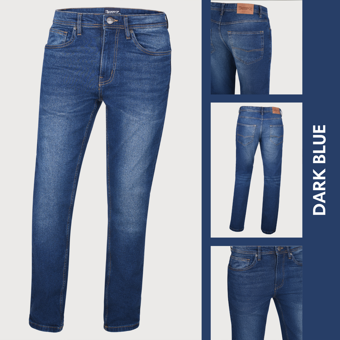 100% Denim Jeans - Available In 3 Shades Of Blue