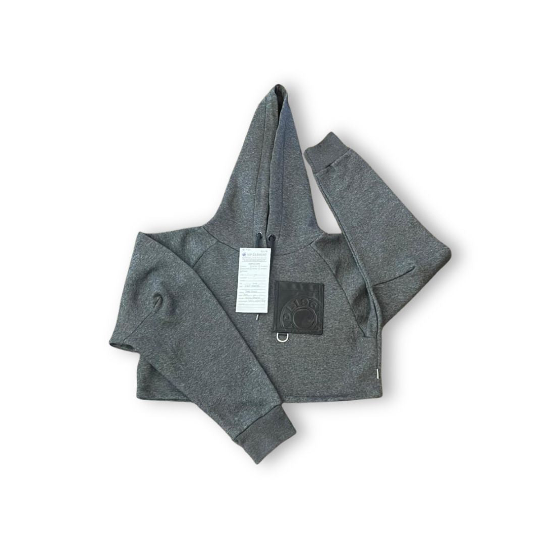 Trendy Gray Cropped Hoodie - Comfortable and Stylish